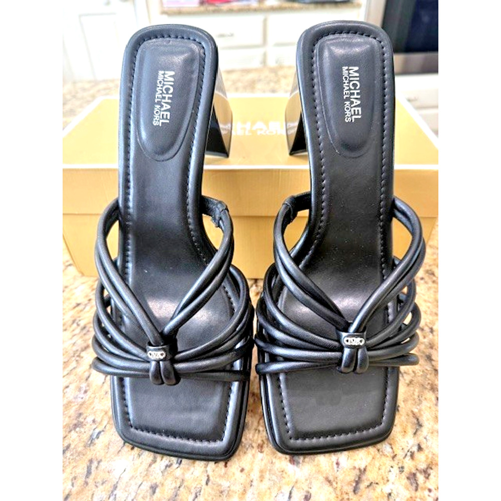 Michael Kors Women's Astra Strappy Leather Sandals Mule Black Sz 10 NEW $145 - Picture 6 of 9